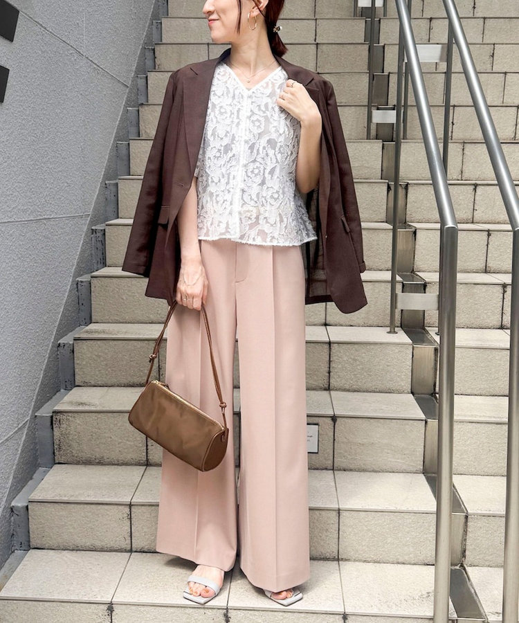 ウォッシャブル強撚ツイルワイドパンツ