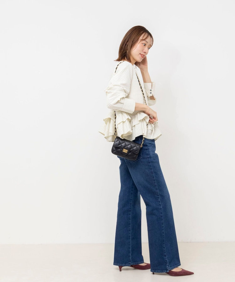 【WEB限定】ウォッシャブル2WAYチェックペプラムフリルブラウス