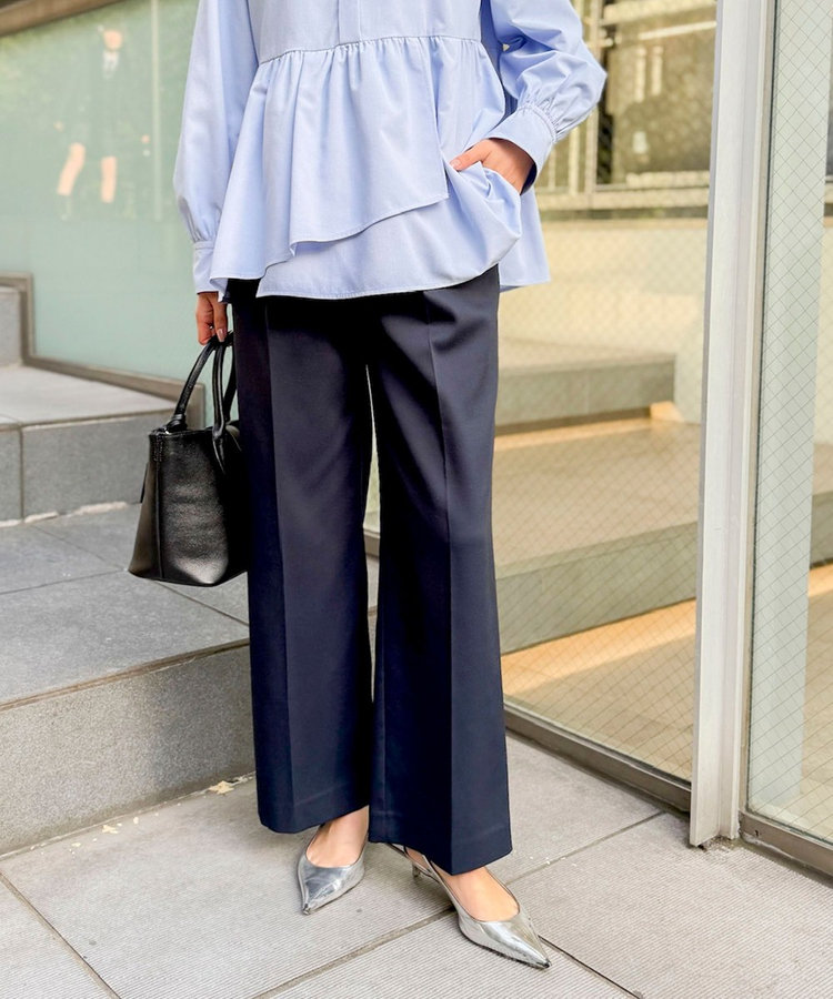 セットアップ対応》ウォッシャブルジョーゼットタックパンツ（6-0035-1