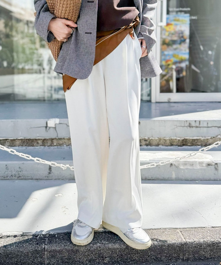 《セットアップ対応》ウォッシャブルイージーツイルセミワイドパンツ
