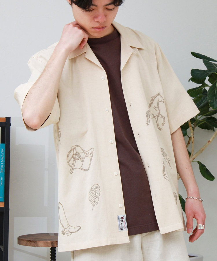 ［WEB限定 SPECIAL SALE！］【GEVACO/ゲバコ】刺繍オープンカラーシャツ