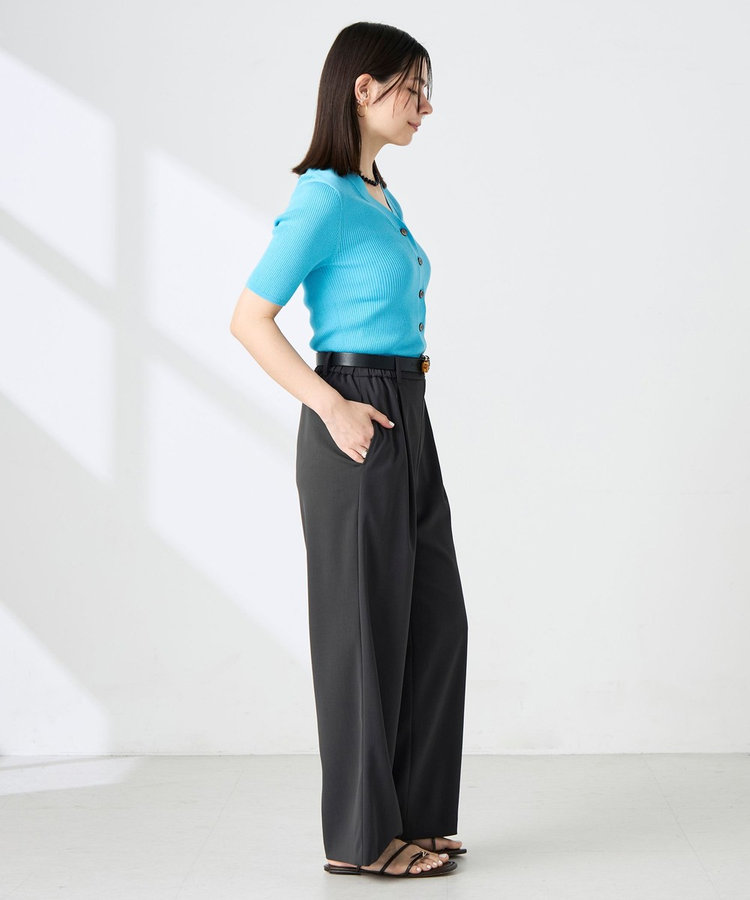 ［WEB限定 SPECIAL SALE！］《接触冷感》綿アセリブ半袖Vネックカーディガン