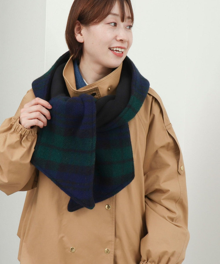 【TWEEDMILL】別注チェック柄フード付きマフラー