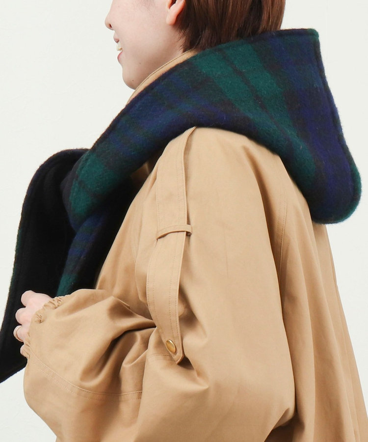 【TWEEDMILL】別注チェック柄フード付きマフラー