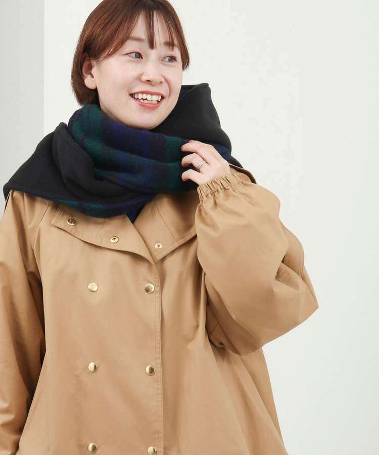 【TWEEDMILL】別注チェック柄フード付きマフラー