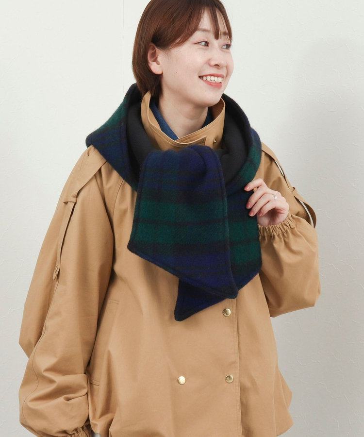 【TWEEDMILL】別注チェック柄フード付きマフラー