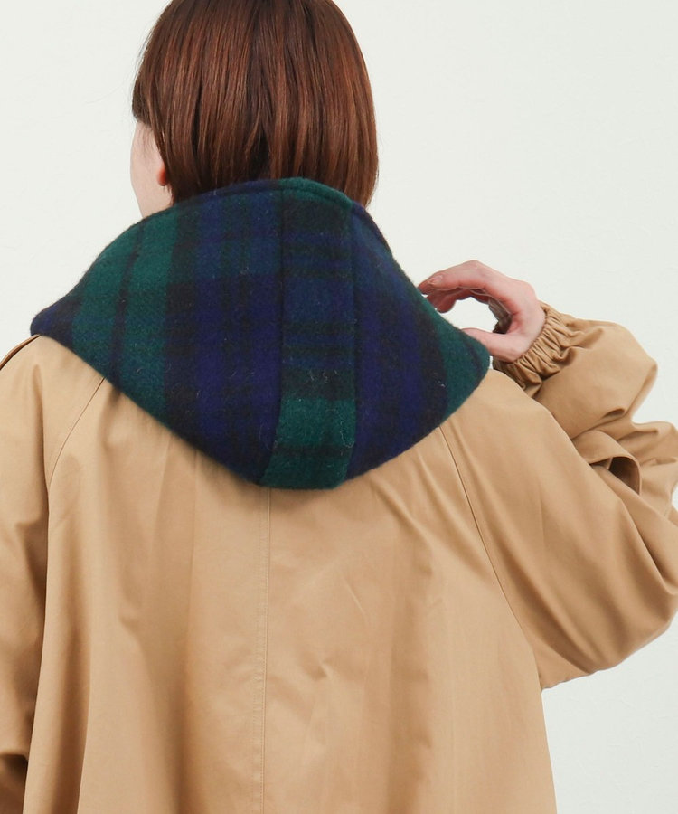 【TWEEDMILL】別注チェック柄フード付きマフラー