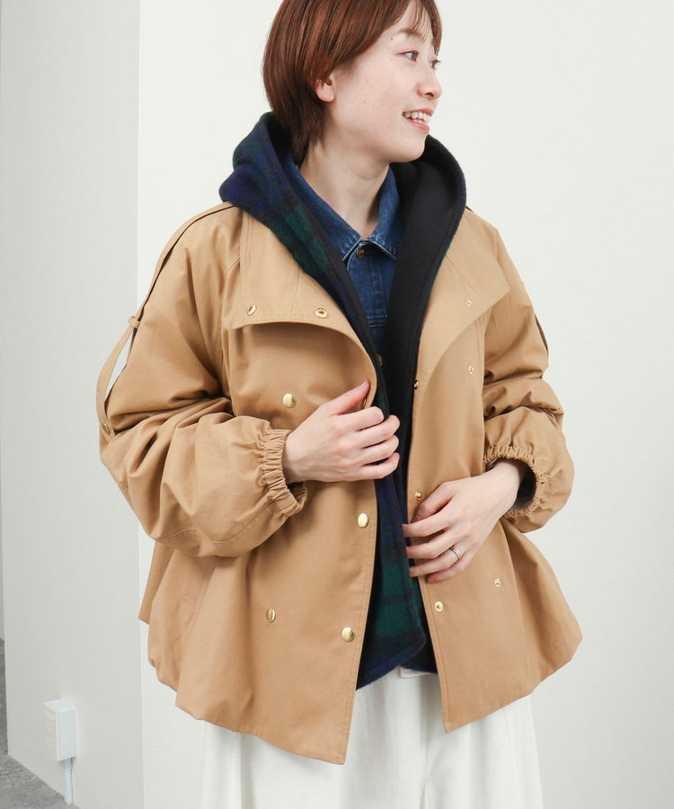 【TWEEDMILL】別注チェック柄フード付きマフラー