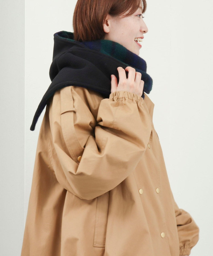 【TWEEDMILL】別注チェック柄フード付きマフラー