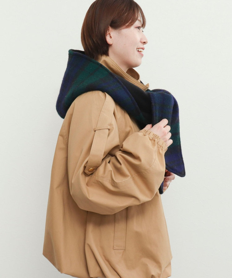 【TWEEDMILL】別注チェック柄フード付きマフラー