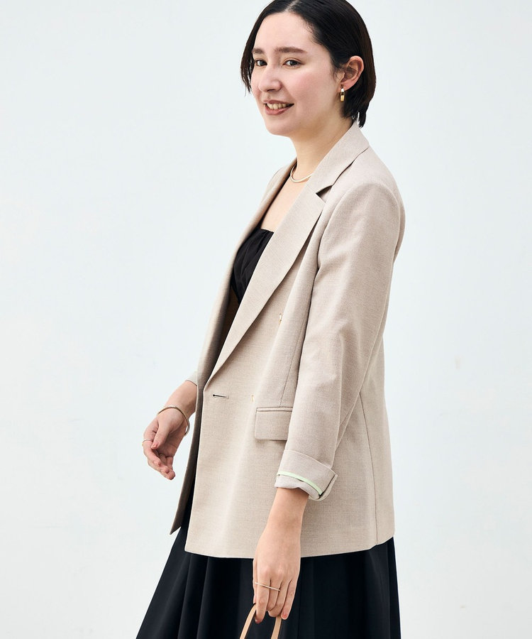 ウォッシャブル麻調スラブWジャケット