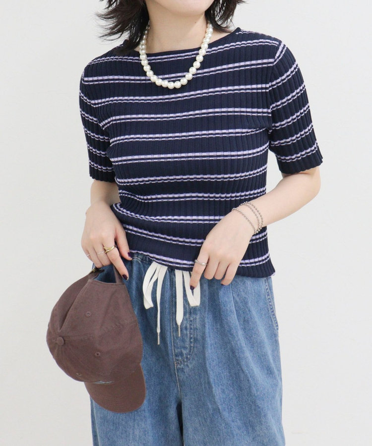 ［WEB限定 SPECIAL SALE！］ボーダーリブニットプルオーバー