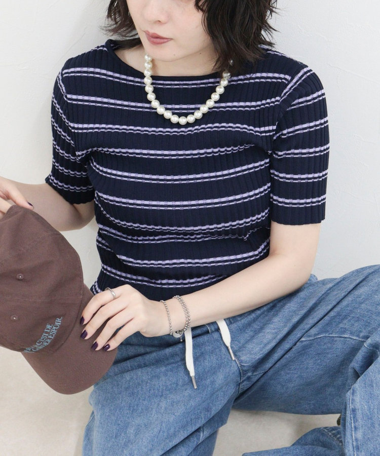 ［WEB限定 SPECIAL SALE！］ボーダーリブニットプルオーバー