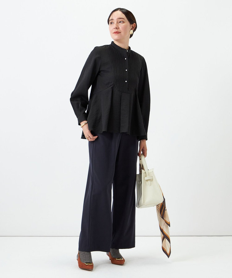 異素材コンビボザムブラウス