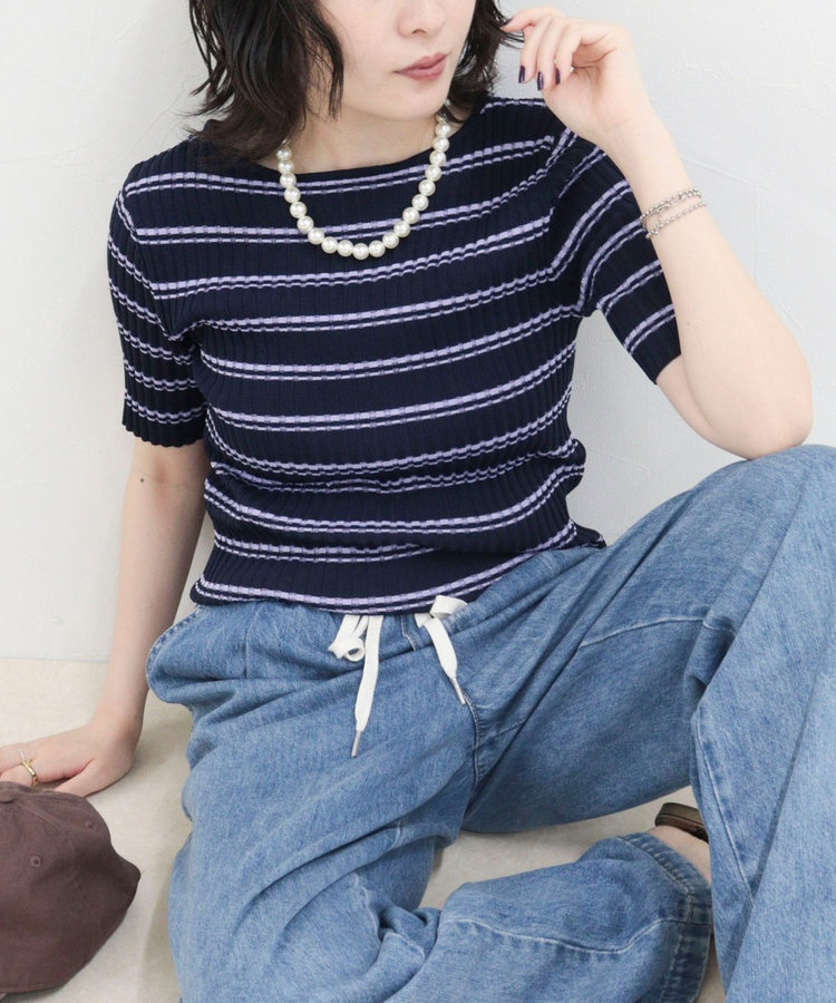 ［WEB限定 SPECIAL SALE！］ボーダーリブニットプルオーバー
