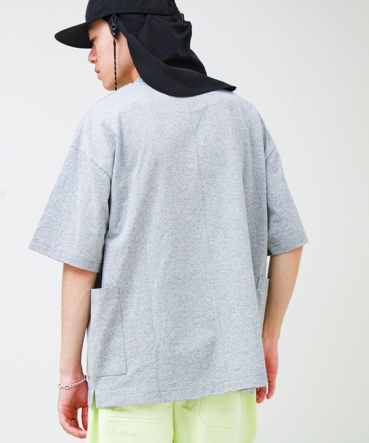 バックステッチ サイドポケット クルーネックTシャツ