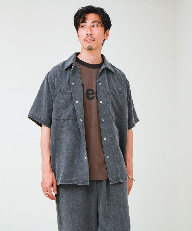 【セットアップ対応】麻調ウォッシュ ショートスリーブシャツ