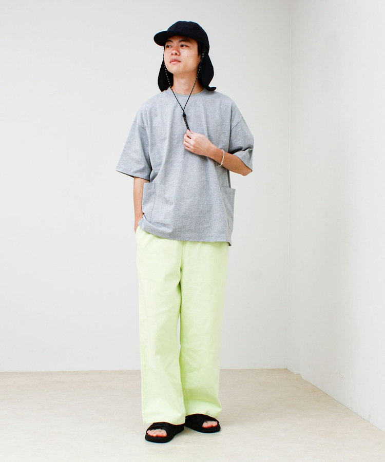 バックステッチ サイドポケット クルーネックTシャツ