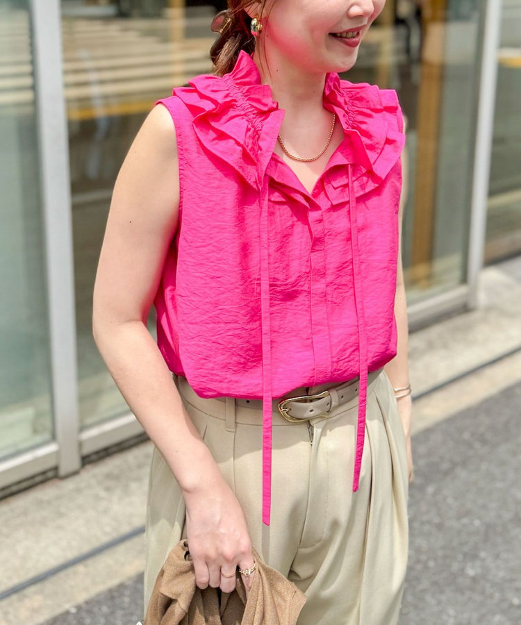NOLLEY'S sophi　サッカーチェックフリルネックブラウス NOLLEY'S Sophi ブラウス シャツ サッカーチェックフリルネック