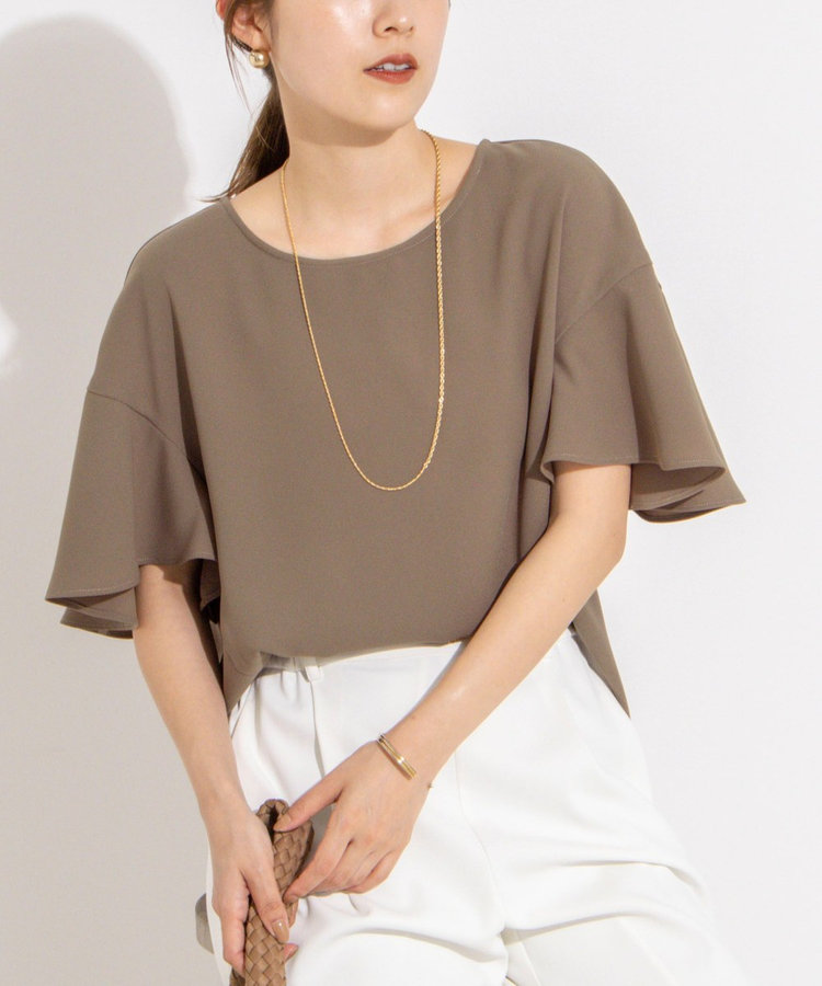 【WEB限定】ウォッシャブルストレッチジョーゼットラッフル袖ブラウス