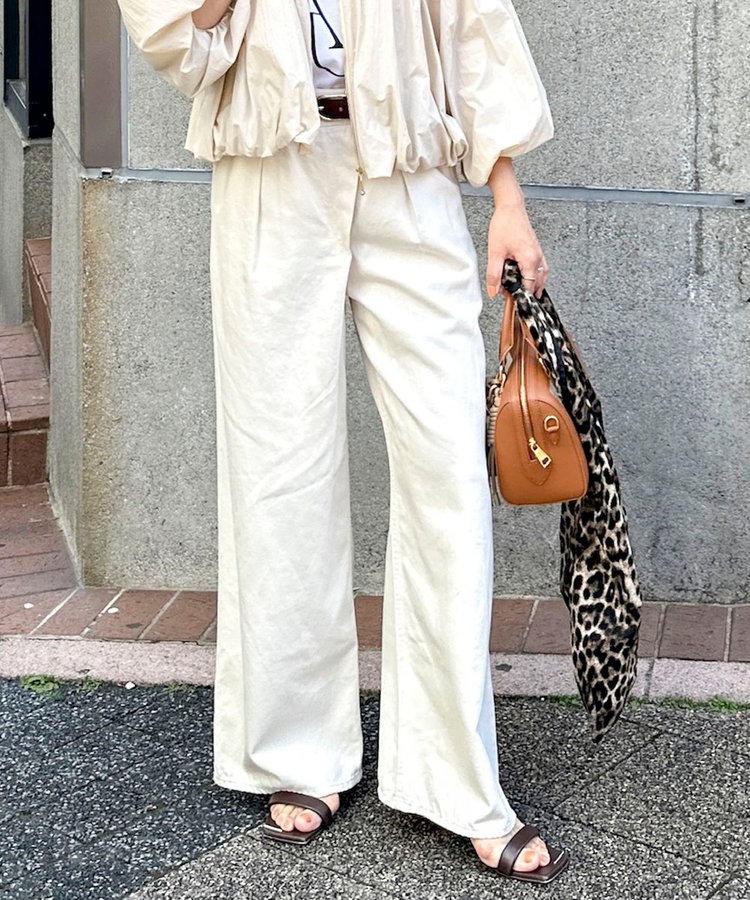 【RM denim】リネン混ラップワイドパンツ