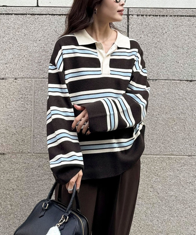 ラガーボーダーニットプルオーバー