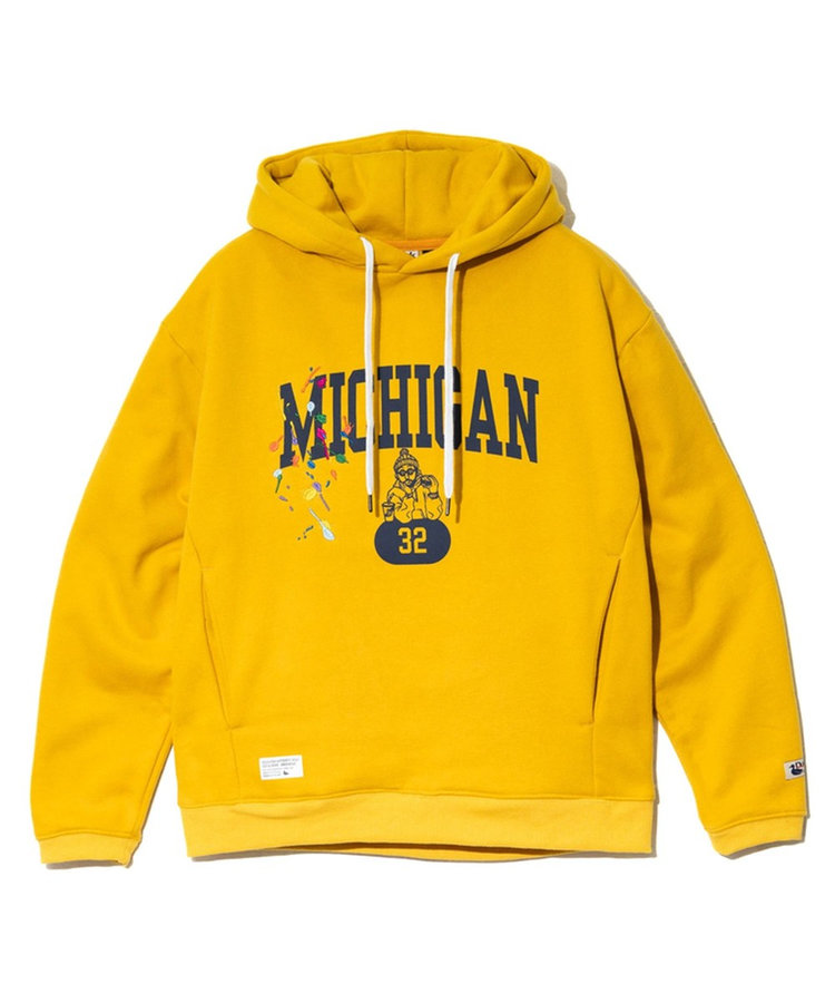 Duckster/ダックスター】ペンキ飛ばし刺繍×カレッジロゴフーディー（5