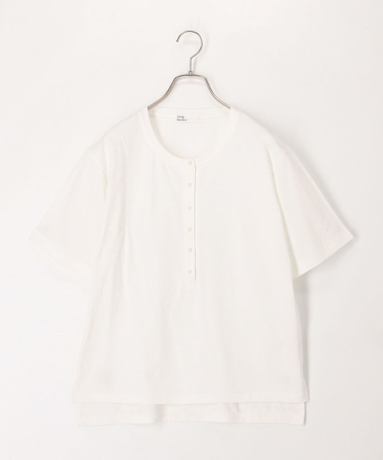 ドライタッチ天竺ヘンリーネックパール釦Tee