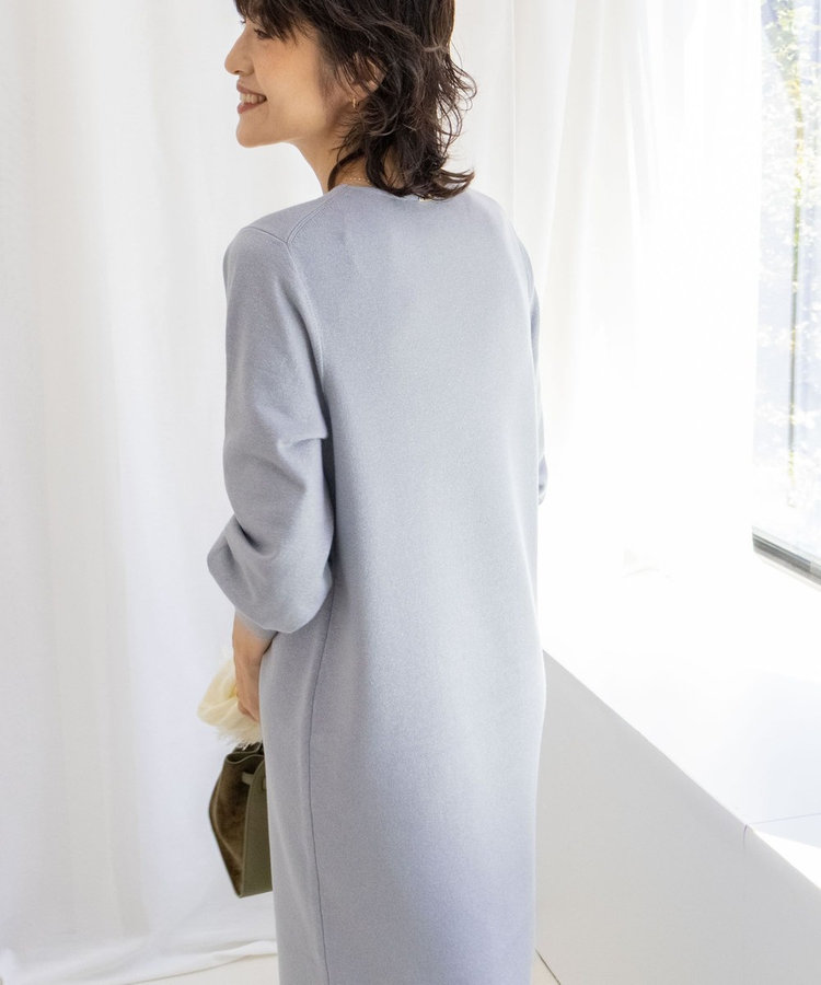 ◇【WEB限定】ウォッシャブルラメ総針Vネックコクーンワンピース（5