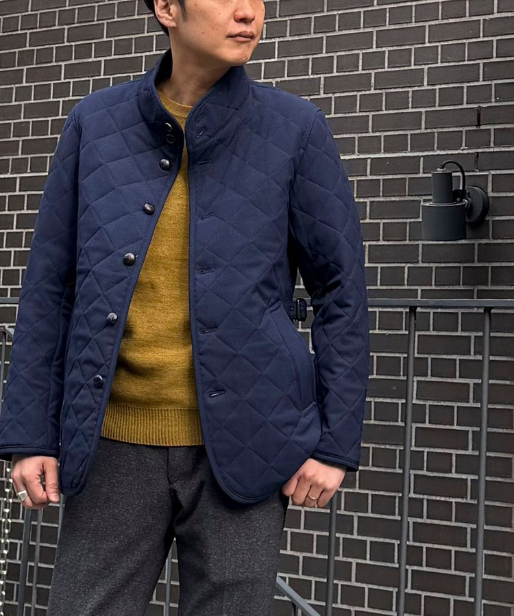 ≪ビジカジ対応≫スタンドカラーキルトブルゾン