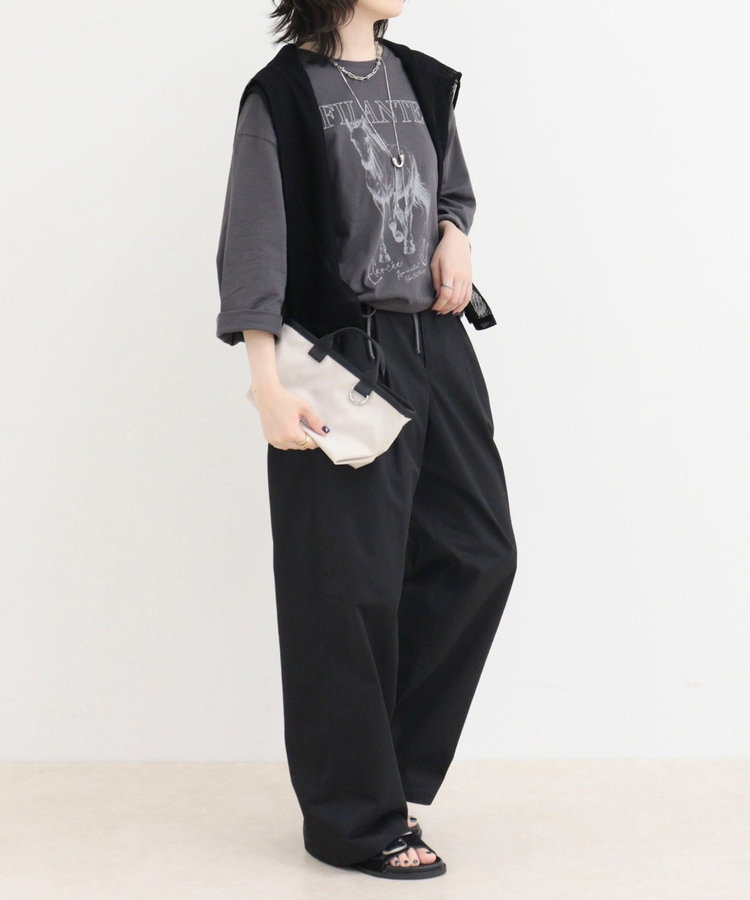 ホースプリント裾ドロストTシャツ