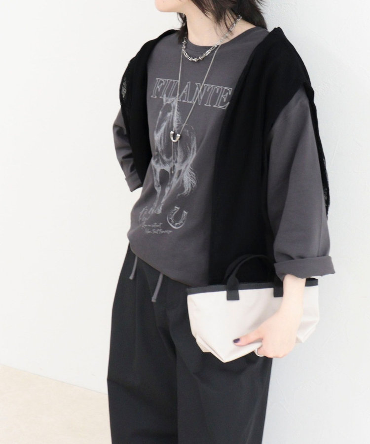 ホースプリント裾ドロストTシャツ