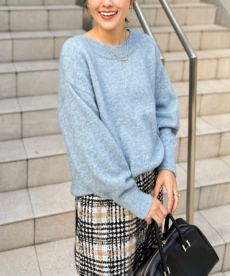 モヘヤラメスパンコール2WAYプルオーバーニット