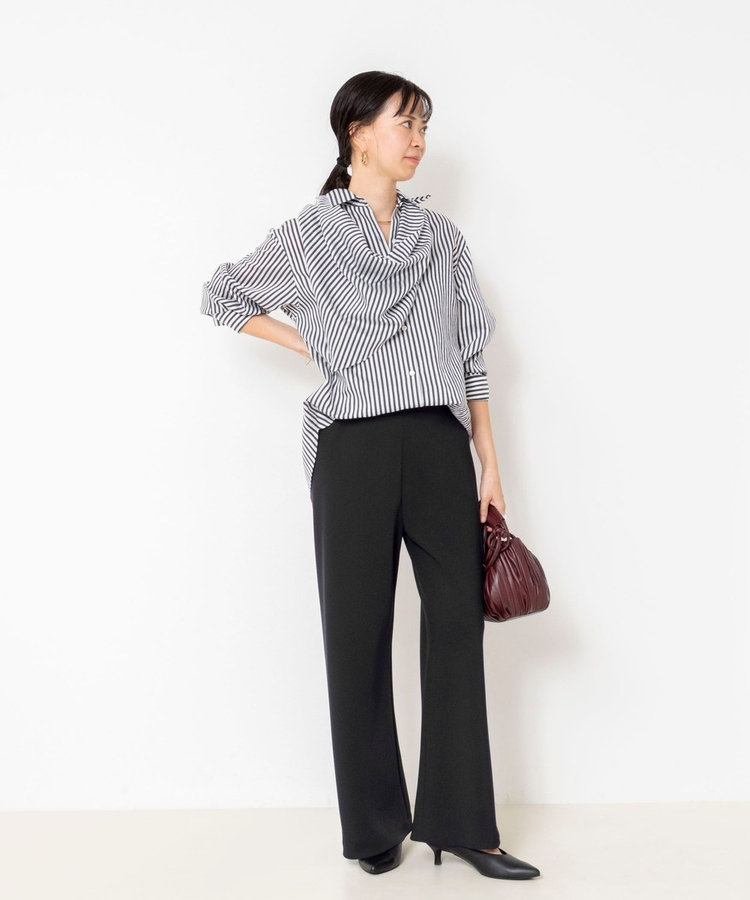 【NOLLEY’S mgr.松葉☆別注サイズ・一部WEB限定カラーアイテム】《セットアップ対応》ウォッシャブルツイルバイヤス美脚パンツ