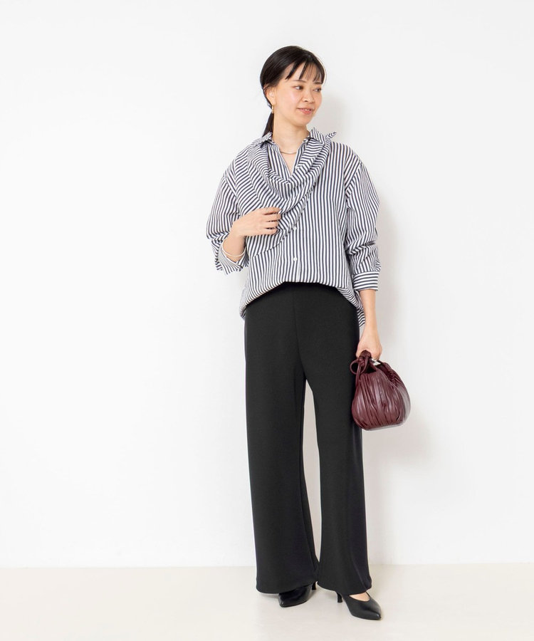 【NOLLEY’S mgr.松葉☆別注サイズ・一部WEB限定カラーアイテム】《セットアップ対応》ウォッシャブルツイルバイヤス美脚パンツ
