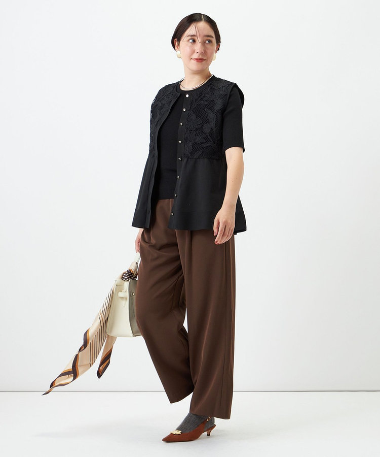 ウォッシャブルシャンブレーツイルワイドパンツ