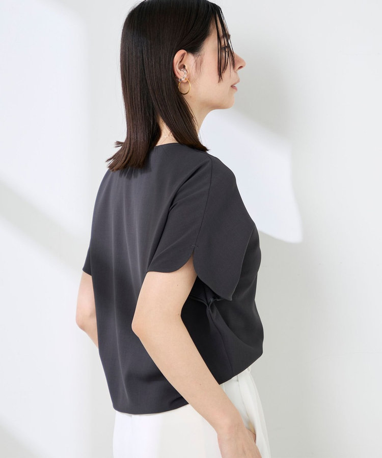 《セットアップ対応》NEW morisachiウォッシャブルツイルケープ風ブラウス
