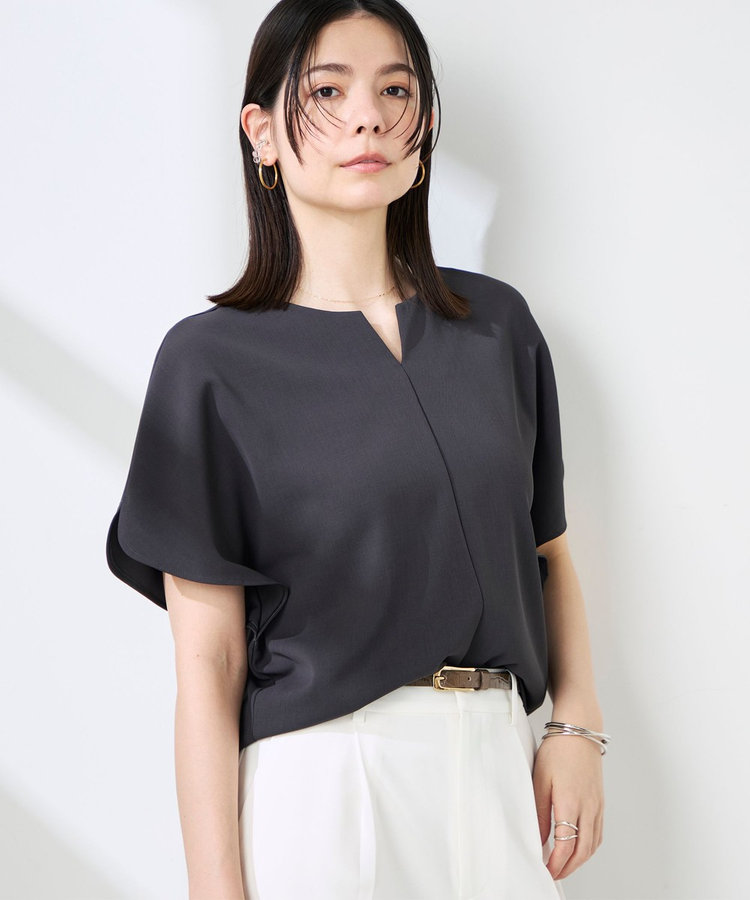 《セットアップ対応》NEW morisachiウォッシャブルツイルケープ風ブラウス