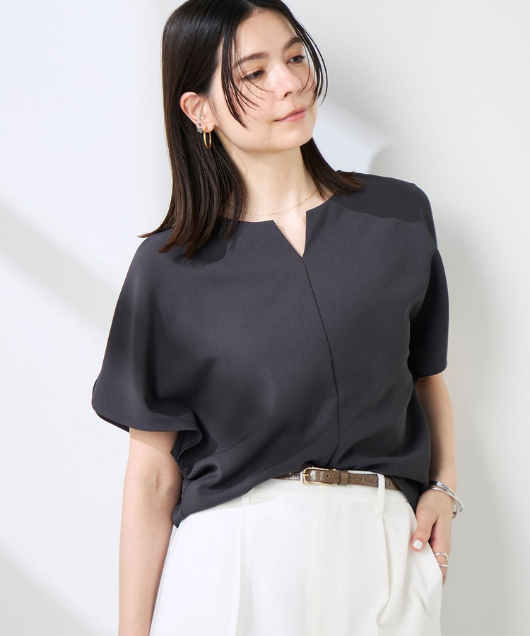 《セットアップ対応》NEW morisachiウォッシャブルツイルケープ風ブラウス