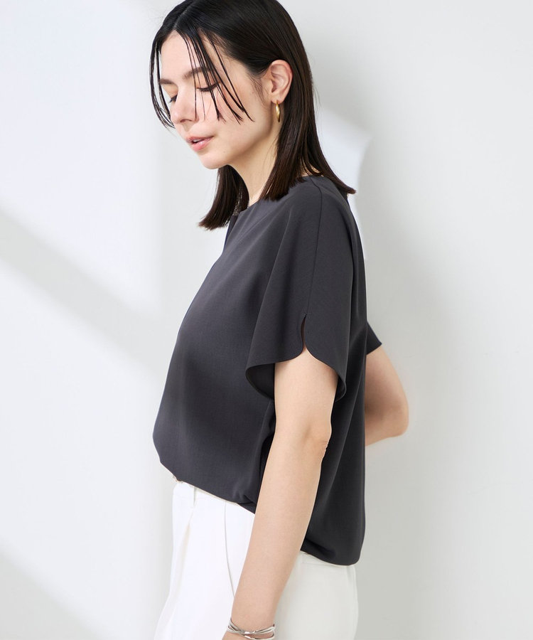 《セットアップ対応》NEW morisachiウォッシャブルツイルケープ風ブラウス