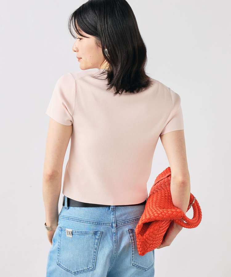 《手洗い可能/アンサンブル対応》マルチファンクション総針半袖プルオーバー