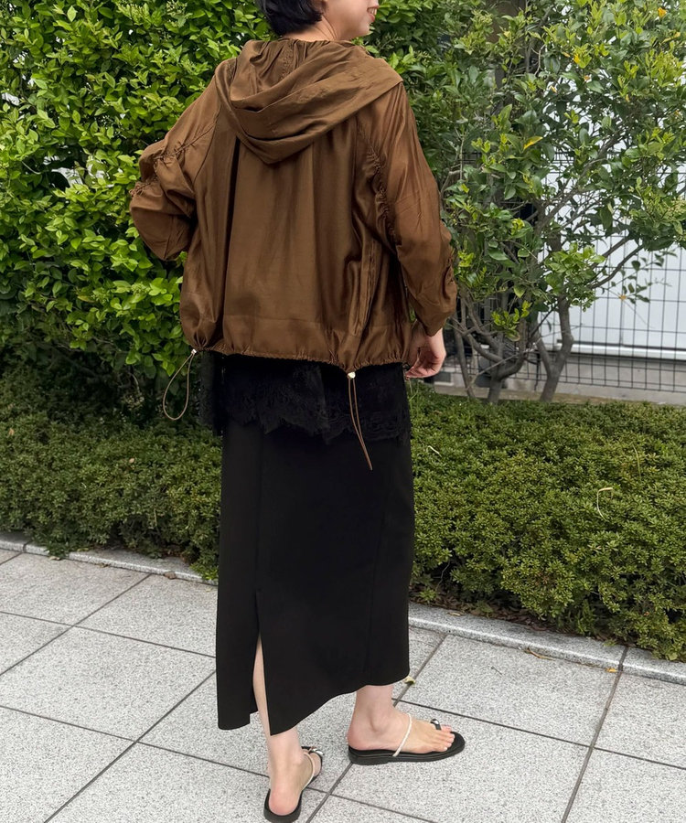 オーガンジーグログランフードブルゾン