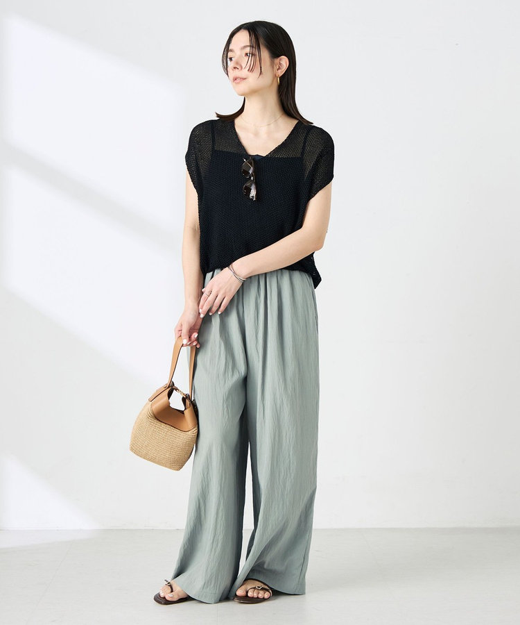 【WEB＆一部店舗限定サイズ】ウォッシャブルソフトタイプライタータックギャザーワイドパンツ