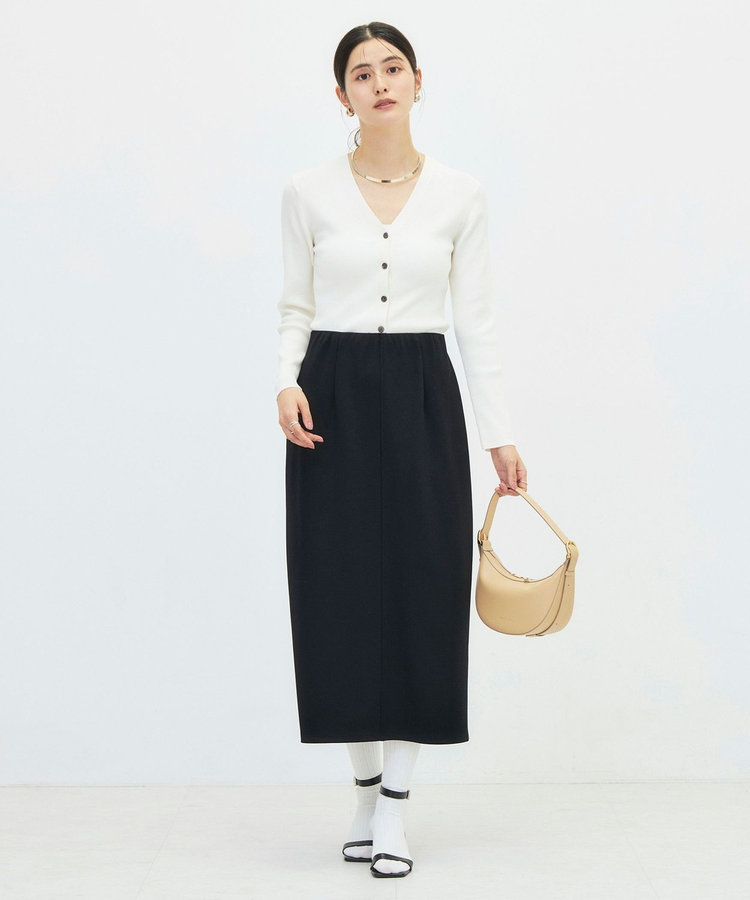 《手洗い可能》シルクカシミヤ混Vネックリブカーディガン