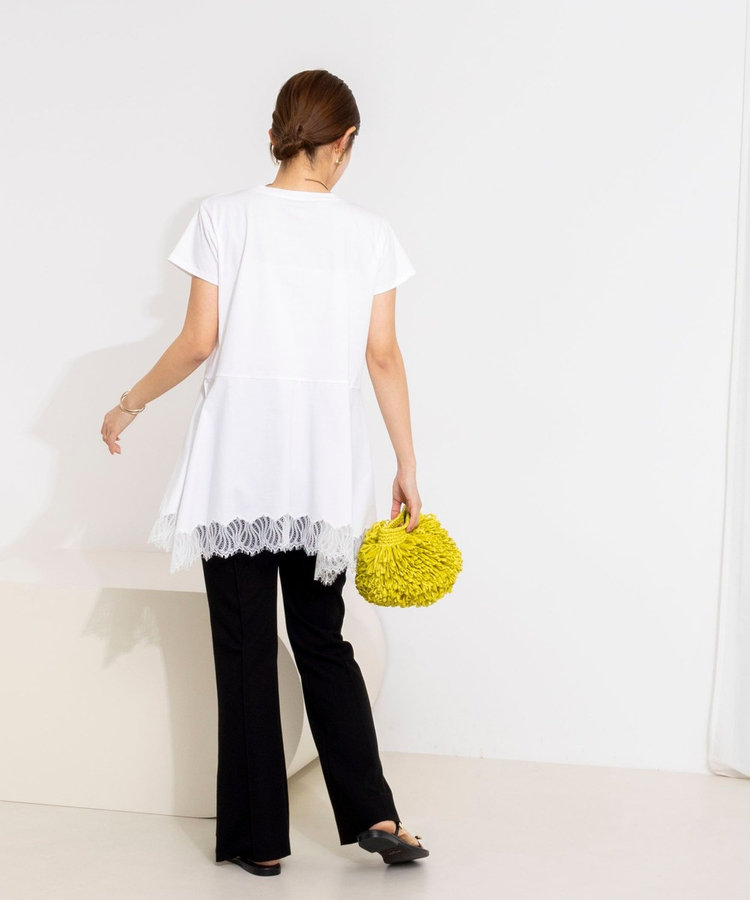 【WEB限定】ウォッシャブルヘムレースカットソー