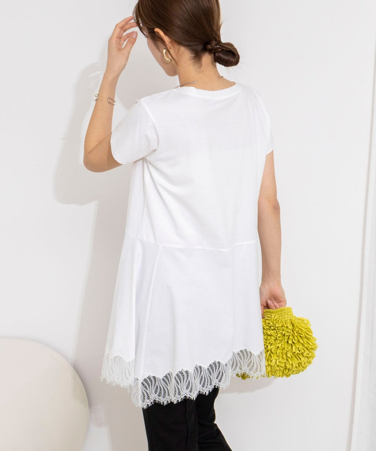 【WEB限定】ウォッシャブルヘムレースカットソー