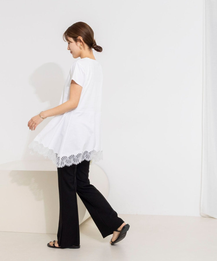 【WEB限定】ウォッシャブルヘムレースカットソー