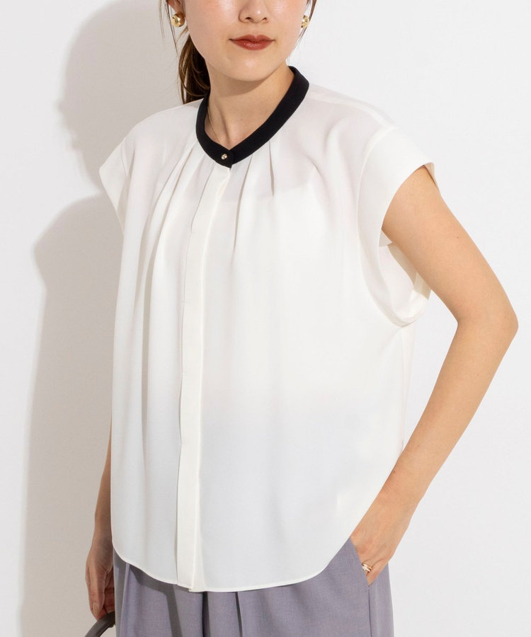 ［WEB限定 SPECIAL SALE！］【BECシリーズ】ウォッシャブルストレッチジョーゼットフレンチスリーブブラウス
