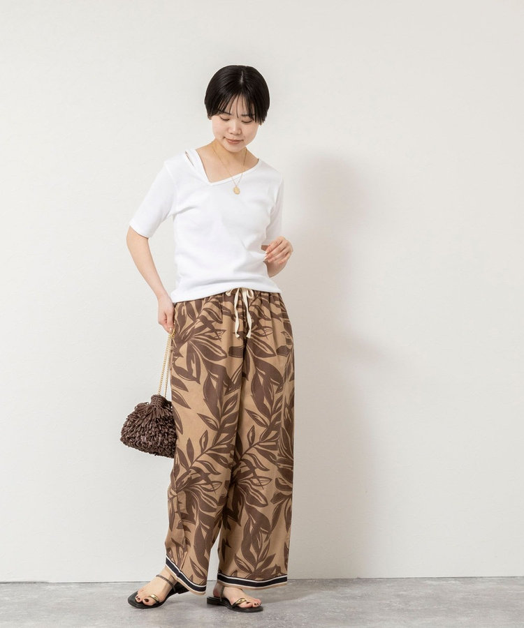 ウォッシャブルアシンメトリー2WAYリブTシャツ