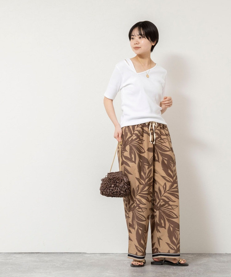 ウォッシャブルアシンメトリー2WAYリブTシャツ